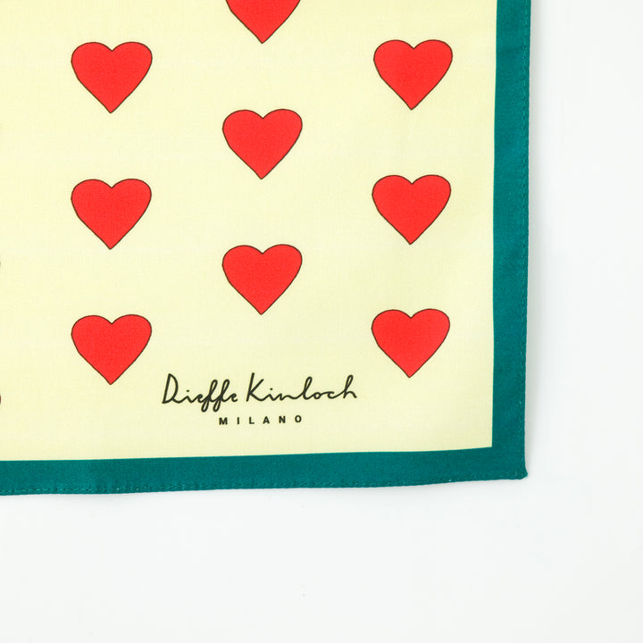 PARIS "CHAMPAGNE & HEART" コットンハンカチーフ (クラシック) YELLOW×GREEN