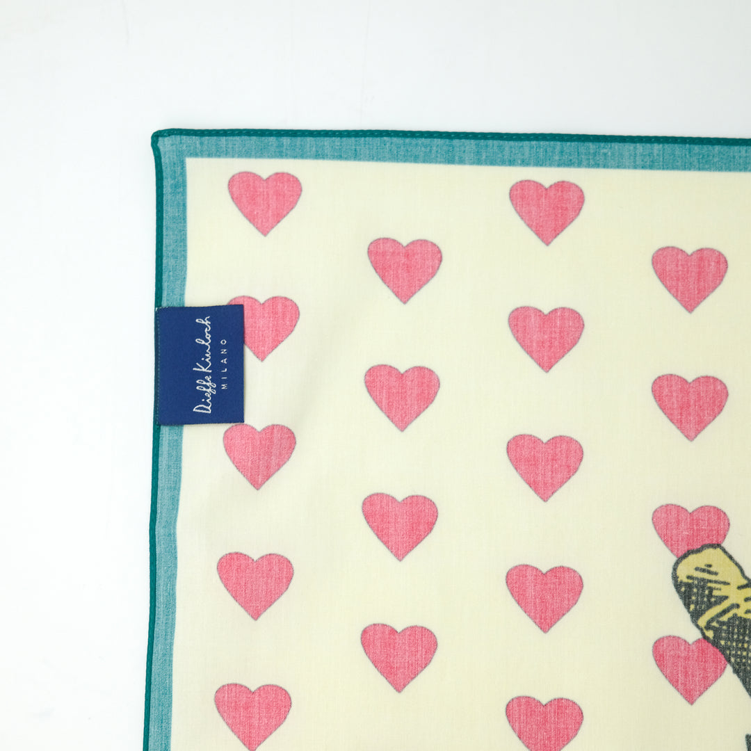 PARIS "CHAMPAGNE & HEART" コットンハンカチーフ (クラシック) YELLOW×GREEN