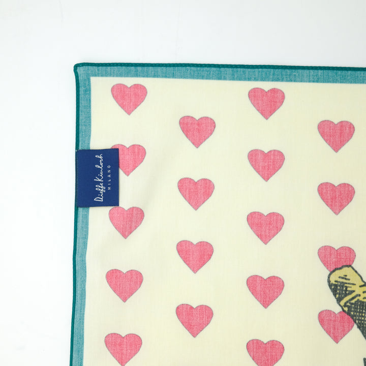 PARIS "CHAMPAGNE & HEART" コットンハンカチーフ (クラシック) YELLOW×GREEN