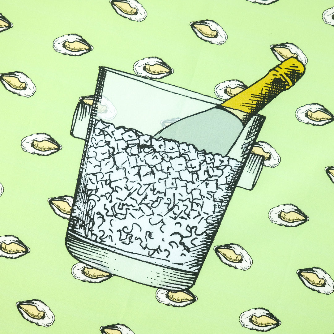 PARIS "OSTRICHE E CHAMPAGNE" コットンハンカチーフ (クラシック) LIGHT GREEN×MUSTURD