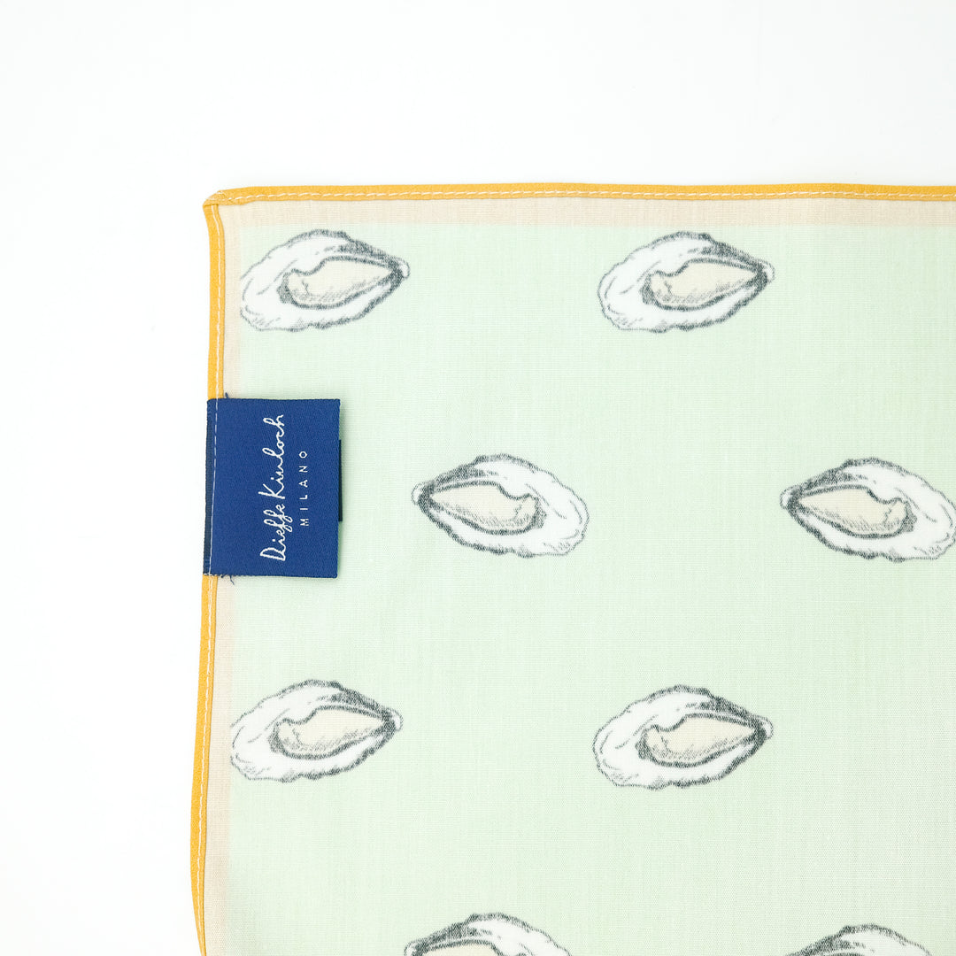 PARIS "OSTRICHE E CHAMPAGNE" コットンハンカチーフ (クラシック) LIGHT GREEN×MUSTURD