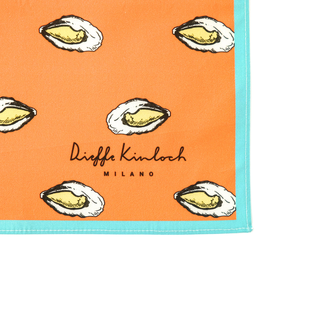 PARIS "OSTRICHE E CHAMPAGNE" コットンハンカチーフ (クラシック) ORANGE×BLUE