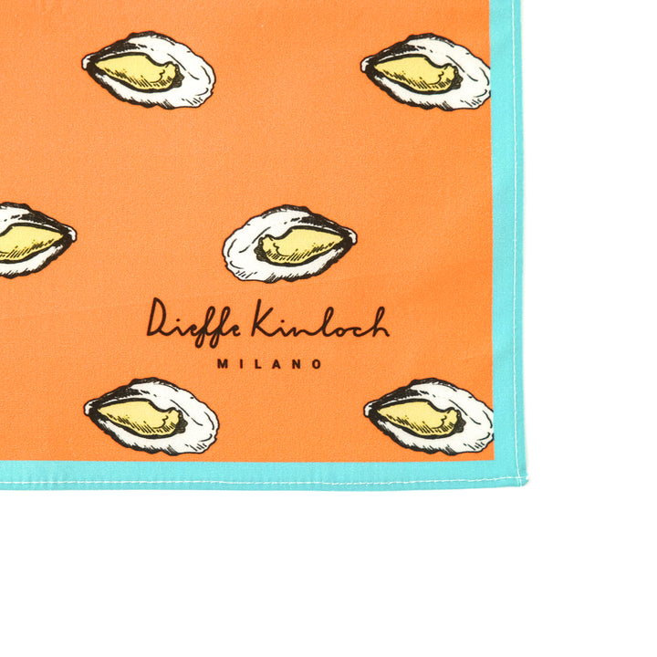 PARIS "OSTRICHE E CHAMPAGNE" コットンハンカチーフ (クラシック) ORANGE×BLUE