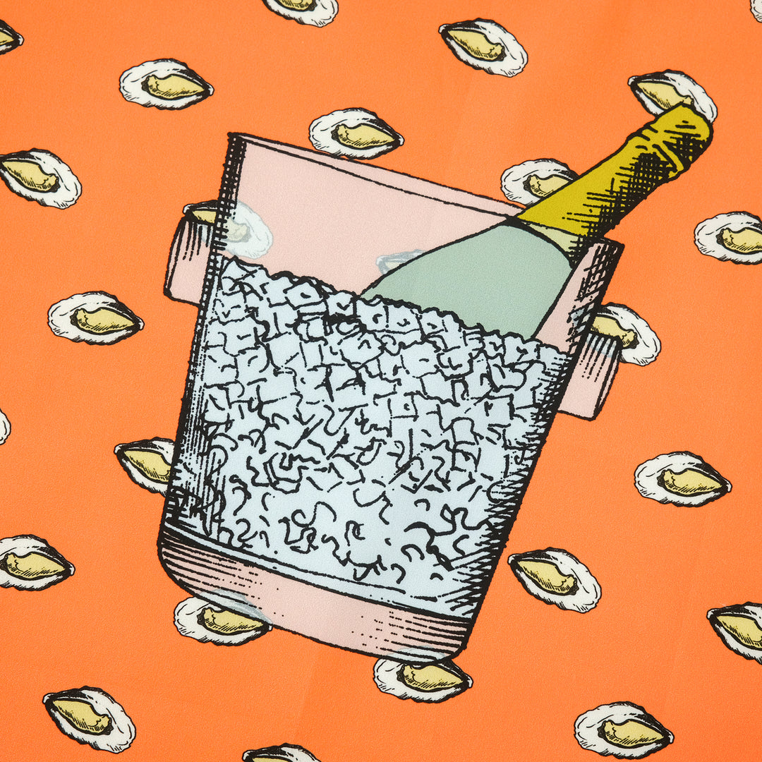 PARIS "OSTRICHE E CHAMPAGNE" コットンハンカチーフ (クラシック) ORANGE×BLUE