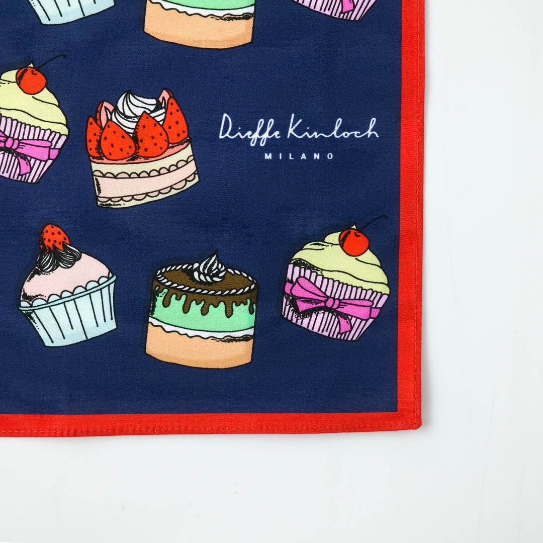 PARIS "DOLCI" コットンハンカチーフ (クラシック) NAVY×RED