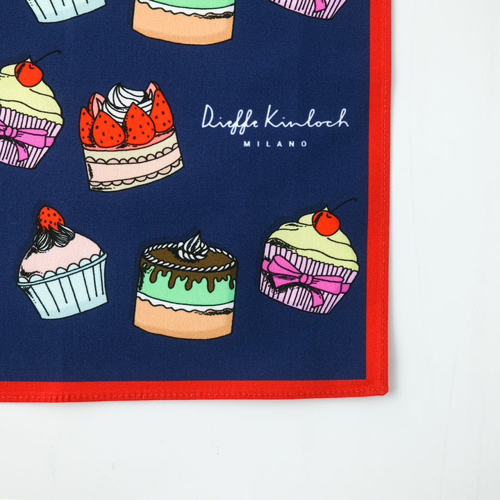 PARIS "DOLCI" コットンハンカチーフ (クラシック) NAVY×RED