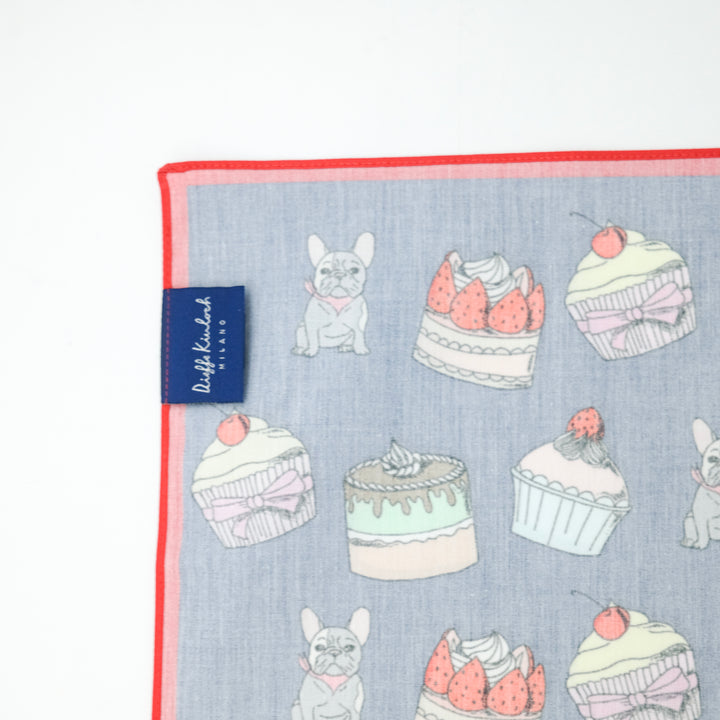PARIS "DOLCI" コットンハンカチーフ (クラシック) NAVY×RED