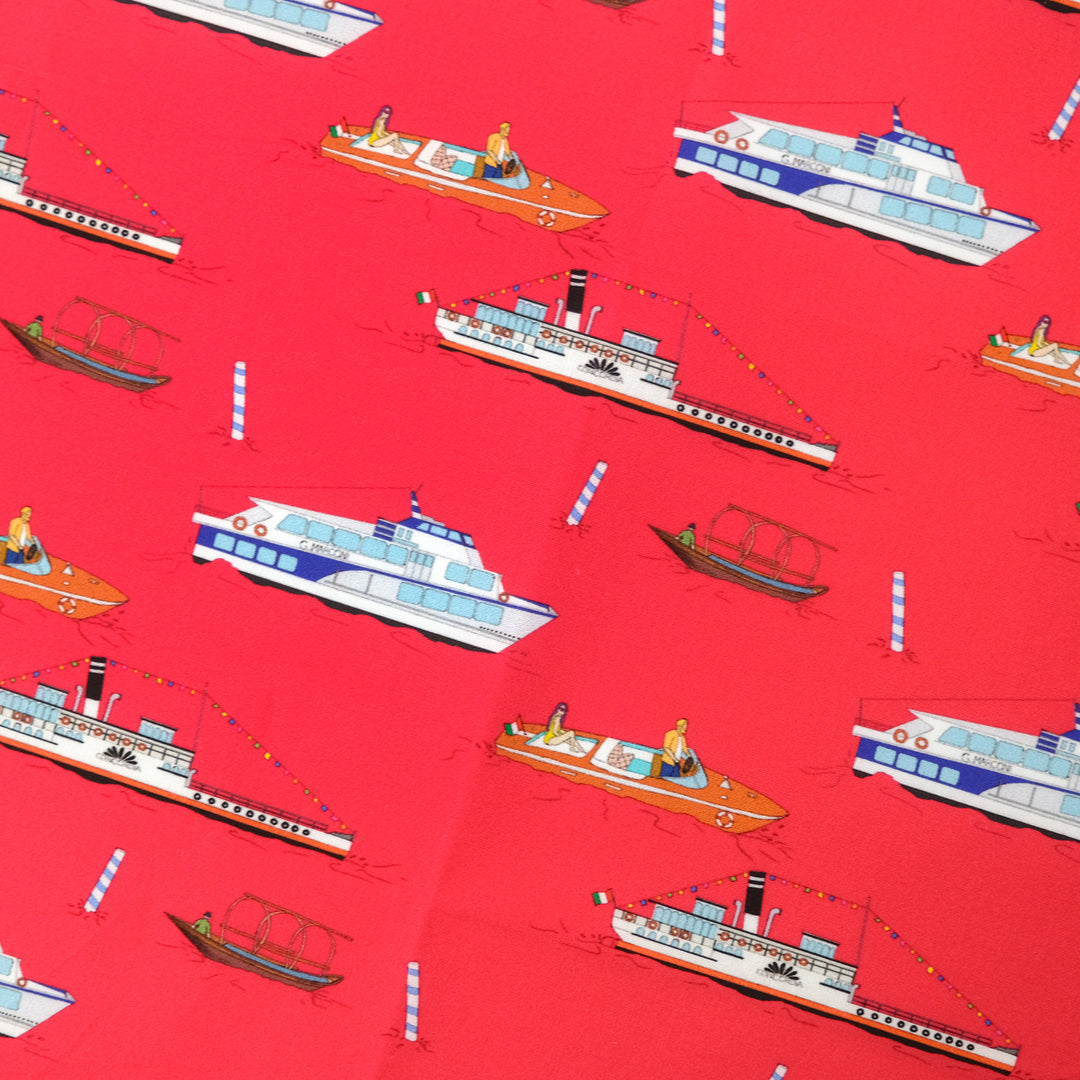 COMO "BOATS FRAME " コットン ハンカチーフ（クラシック）PINK×BLUE