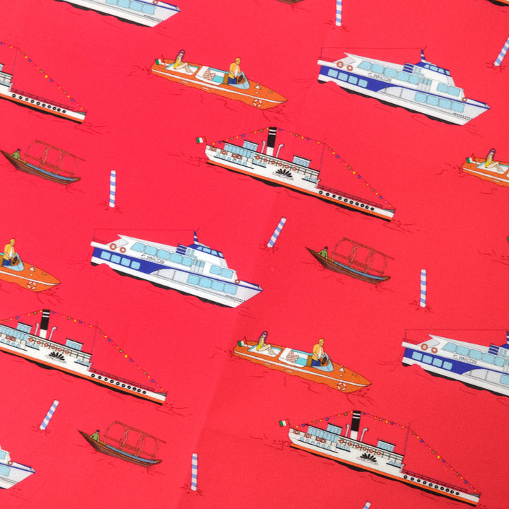 COMO "BOATS FRAME " コットン ハンカチーフ（クラシック）PINK×BLUE