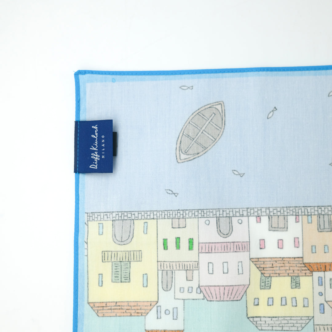 COMO "COMO VILLAGE" コットン ハンカチーフ（クラシック）BLUE×BLUE