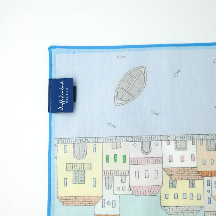 COMO "COMO VILLAGE" コットン ハンカチーフ（クラシック）BLUE×BLUE