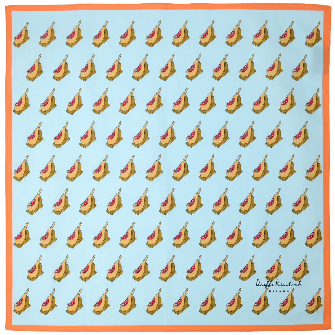 MADRID ”SERRANO HAM AO” コットンハンカチーフ (クラシック) LIGHT BLUE×ORANGE