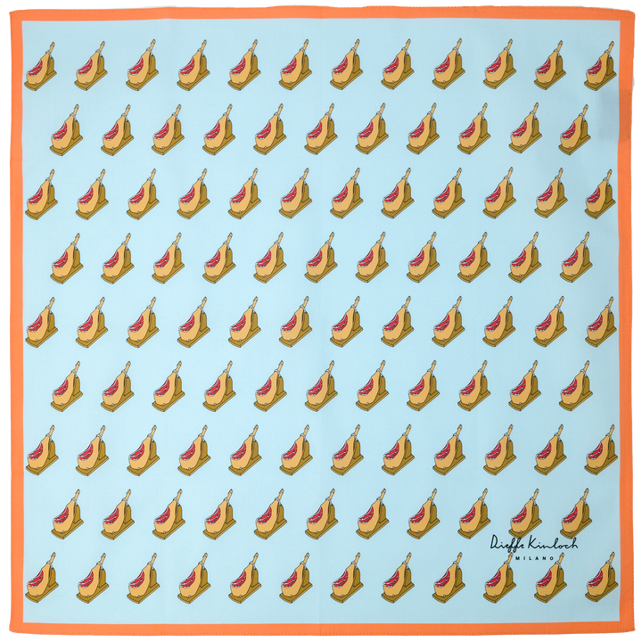 MADRID ”SERRANO HAM AO” コットンハンカチーフ (クラシック) LIGHT BLUE×ORANGE
