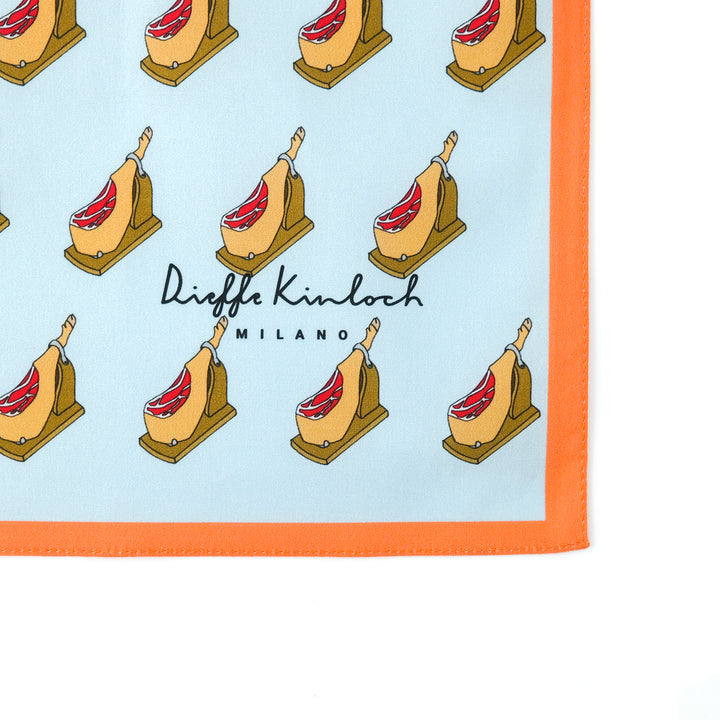 MADRID ”SERRANO HAM AO” コットンハンカチーフ (クラシック) LIGHT BLUE×ORANGE