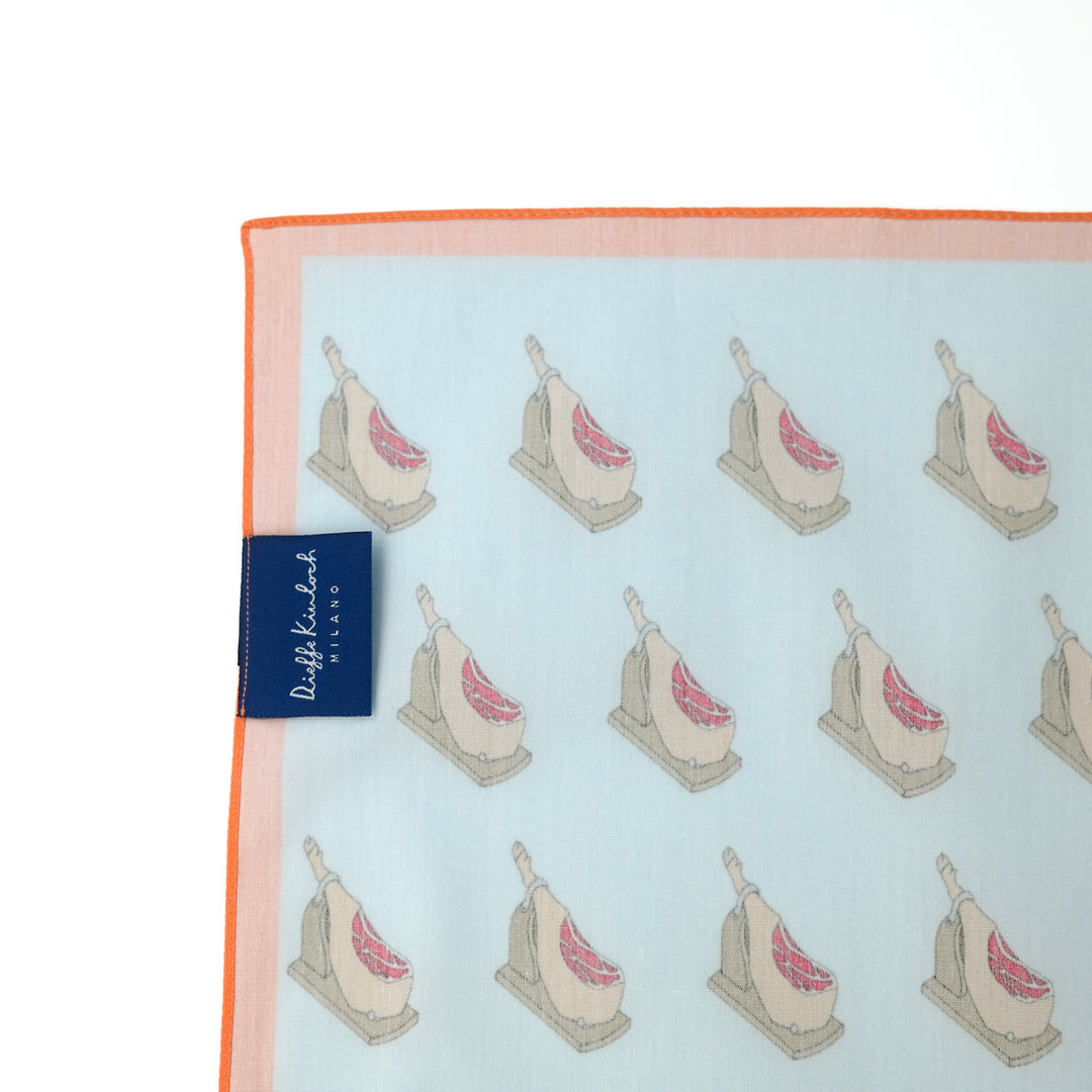 MADRID ”SERRANO HAM AO” コットンハンカチーフ (クラシック) LIGHT BLUE×ORANGE