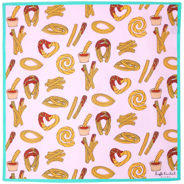 MADRID ”CHURROS” コットンハンカチーフ (クラシック) PINK×BLUE