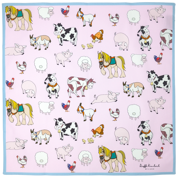 AMSTERDAM "FARM" コットンハンカチーフ (クラシック) PINK×BLUE