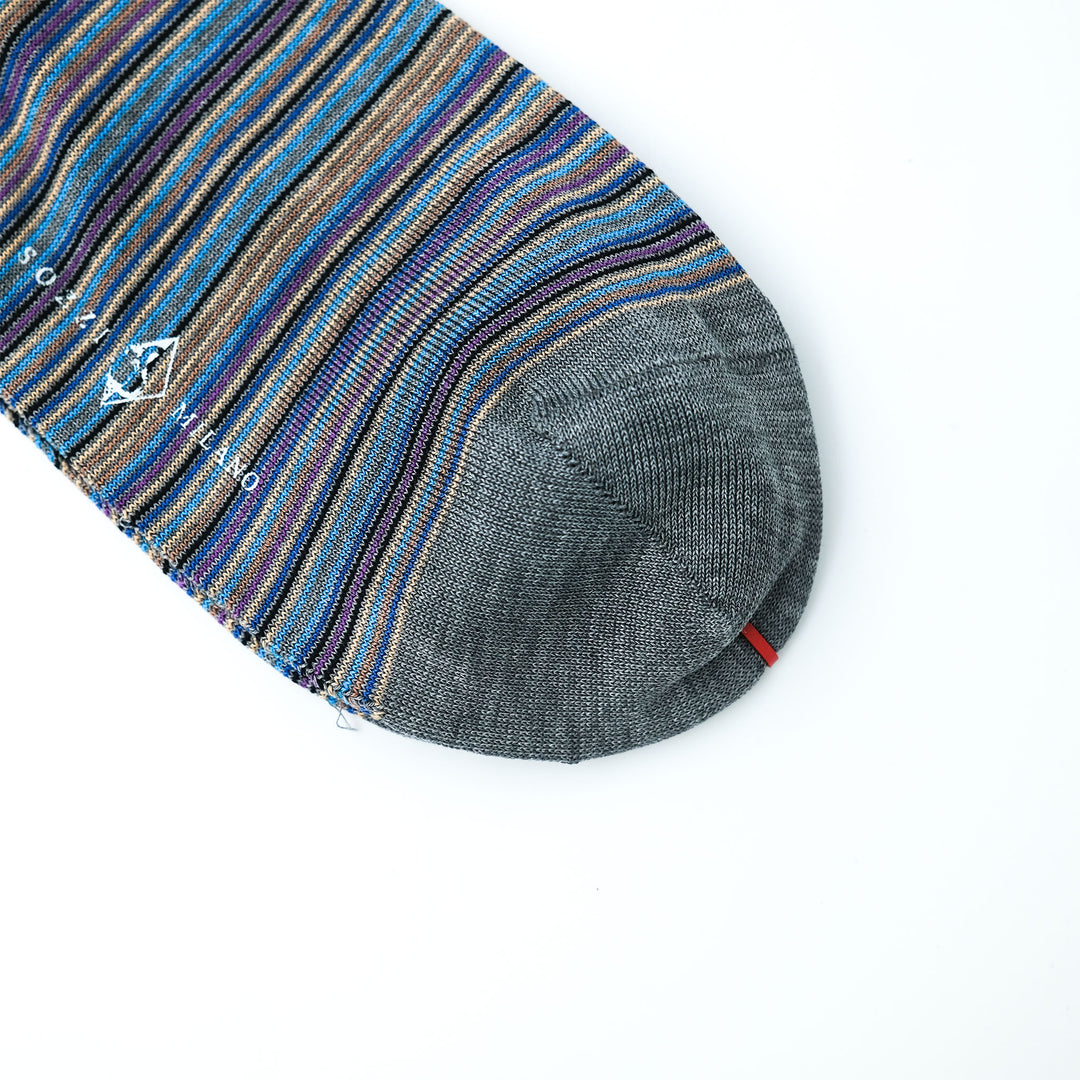 スモールストライプ マルチカラー ショートソックス GRAY