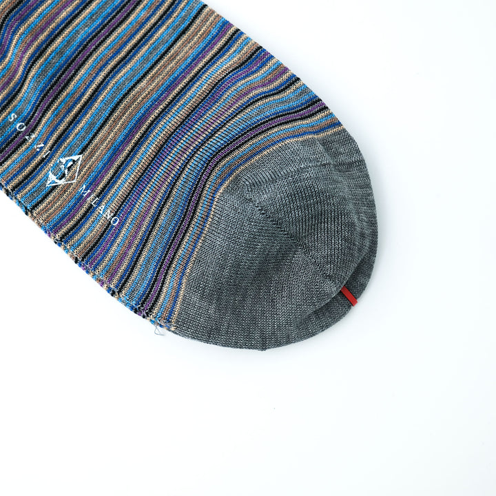 スモールストライプ マルチカラー ショートソックス GRAY