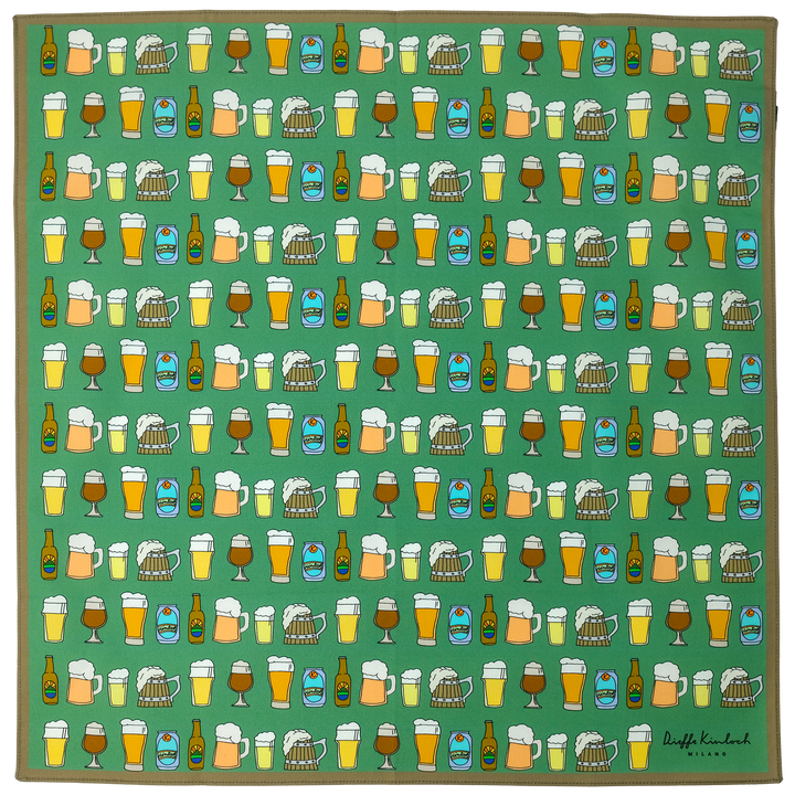 AMSTERDAM "BEER ALL OVER" コットン ハンカチーフ (クラシック) BROWN×GREEN