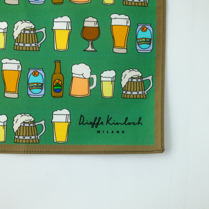 AMSTERDAM "BEER ALL OVER" コットン ハンカチーフ (クラシック) BROWN×GREEN