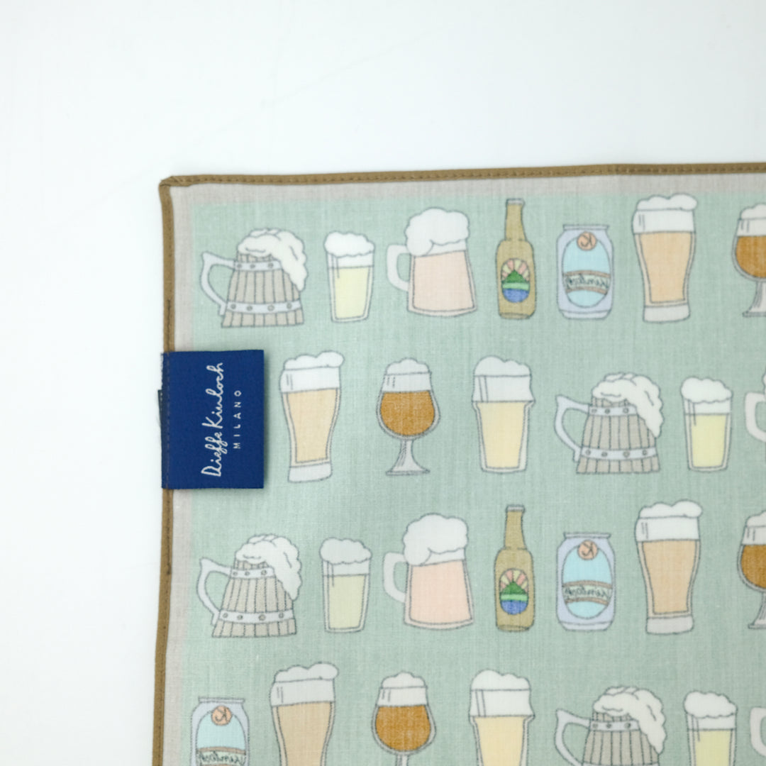 AMSTERDAM "BEER ALL OVER" コットン ハンカチーフ (クラシック) BROWN×GREEN