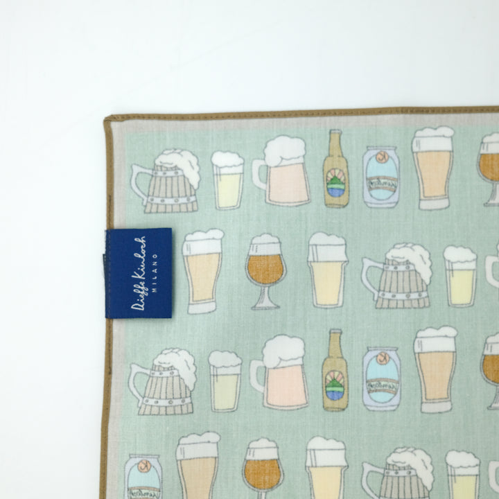 AMSTERDAM "BEER ALL OVER" コットン ハンカチーフ (クラシック) BROWN×GREEN