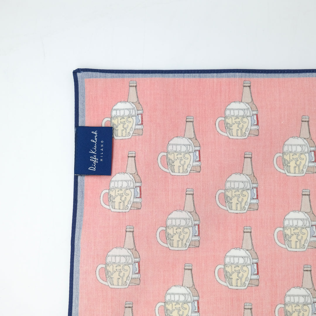 AMSTERDAM "BEER BOTTLE & GLASS" コットンハンカチーフ (クラシック) RED×NAVY