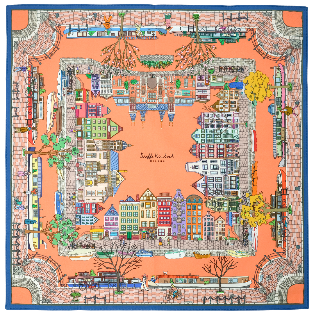 AMSTERDAM "AMSTERDAM" コットンハンカチーフ (クラシック) ORANGE×BLUE