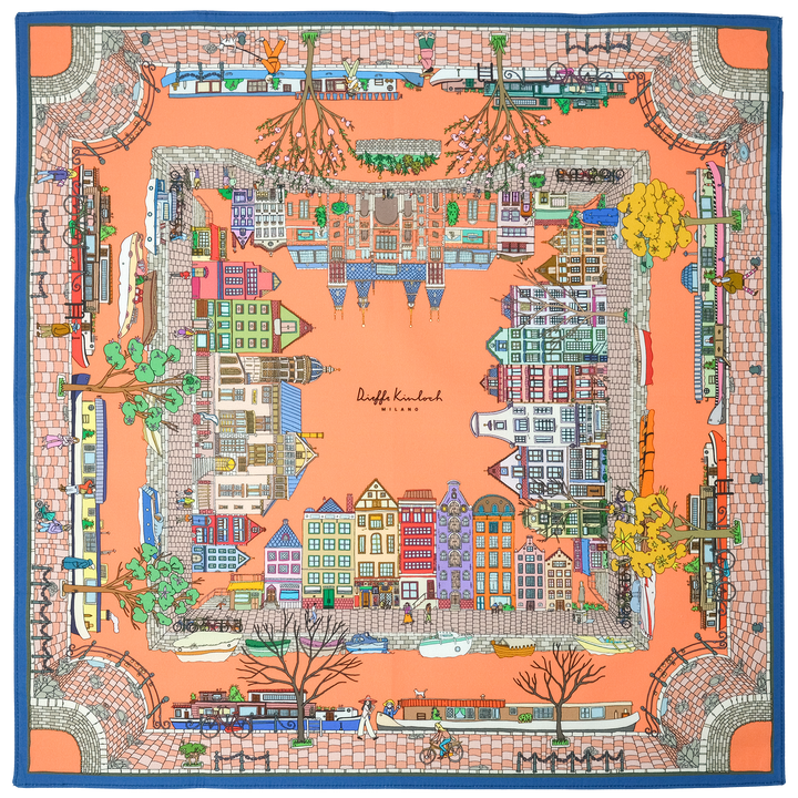 AMSTERDAM "AMSTERDAM" コットンハンカチーフ (クラシック) ORANGE×BLUE
