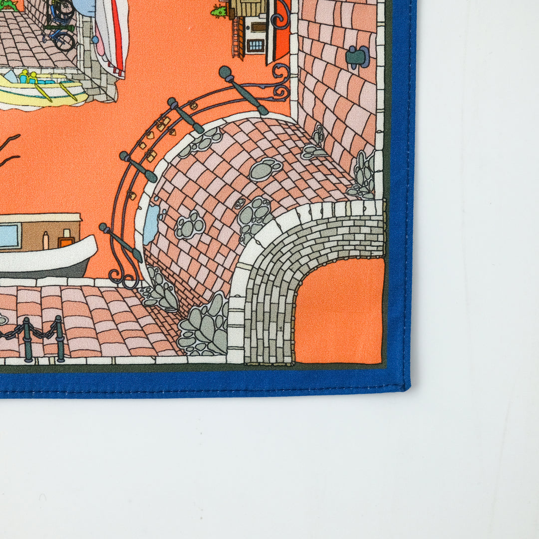 AMSTERDAM "AMSTERDAM" コットンハンカチーフ (クラシック) ORANGE×BLUE