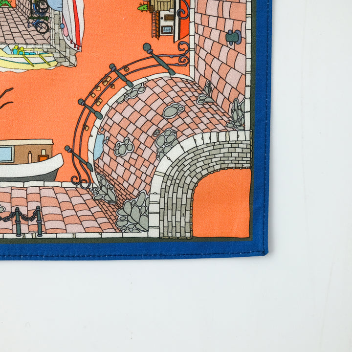AMSTERDAM "AMSTERDAM" コットンハンカチーフ (クラシック) ORANGE×BLUE