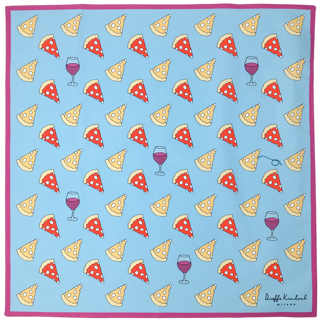 NAPOLI "PIZZA ＆WINE"  コットン ハンカチーフ (クラシック) BLUE×PURPLE