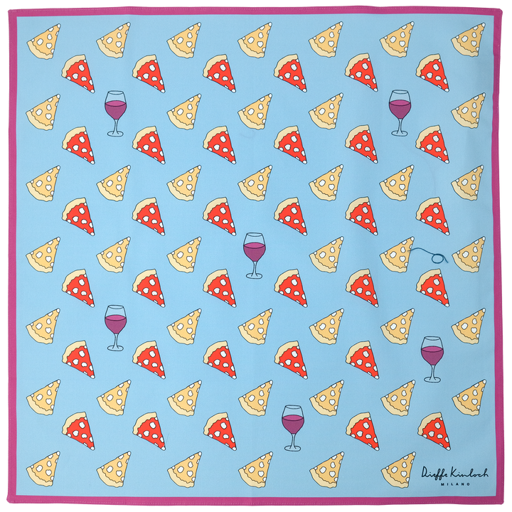 NAPOLI "PIZZA ＆WINE"  コットン ハンカチーフ (クラシック) BLUE×PURPLE