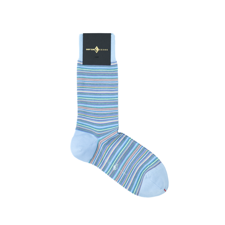 スモールストライプ マルチカラー ショートソックス LIGHT BLUE