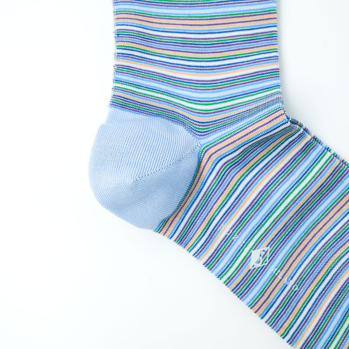 スモールストライプ マルチカラー ショートソックス LIGHT BLUE