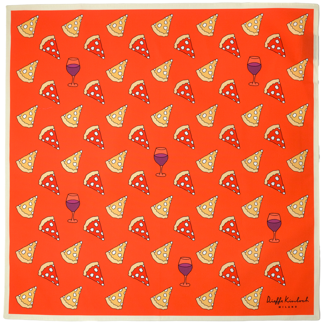 NAPOLI "PIZZA ＆WINE"  コットン ハンカチーフ (クラシック) ORANGE×CREAM