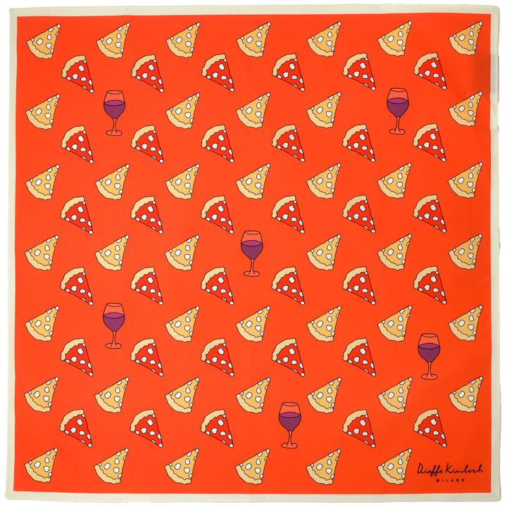 NAPOLI "PIZZA ＆WINE"  コットン ハンカチーフ (クラシック) ORANGE×CREAM