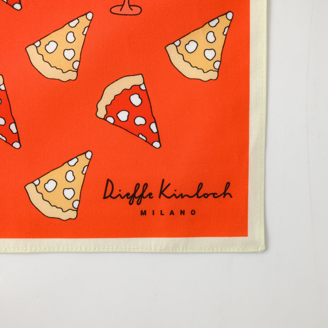 NAPOLI "PIZZA ＆WINE"  コットン ハンカチーフ (クラシック) ORANGE×CREAM