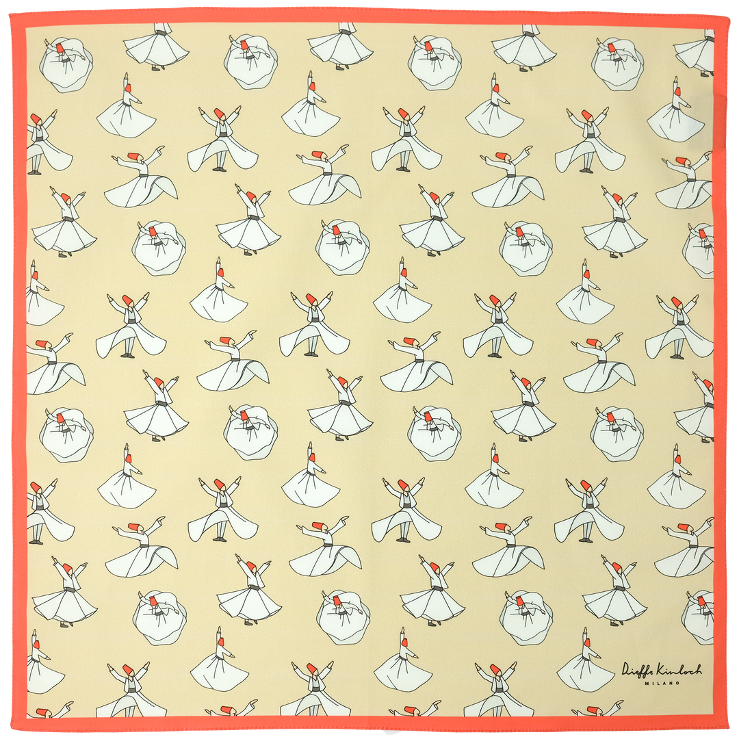 TURKEY "Dervish A.O." コットンハンカチーフ (クラシック) BEIGE×ORANGE