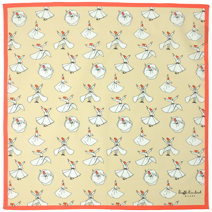 TURKEY "Dervish A.O." コットンハンカチーフ (クラシック) BEIGE×ORANGE