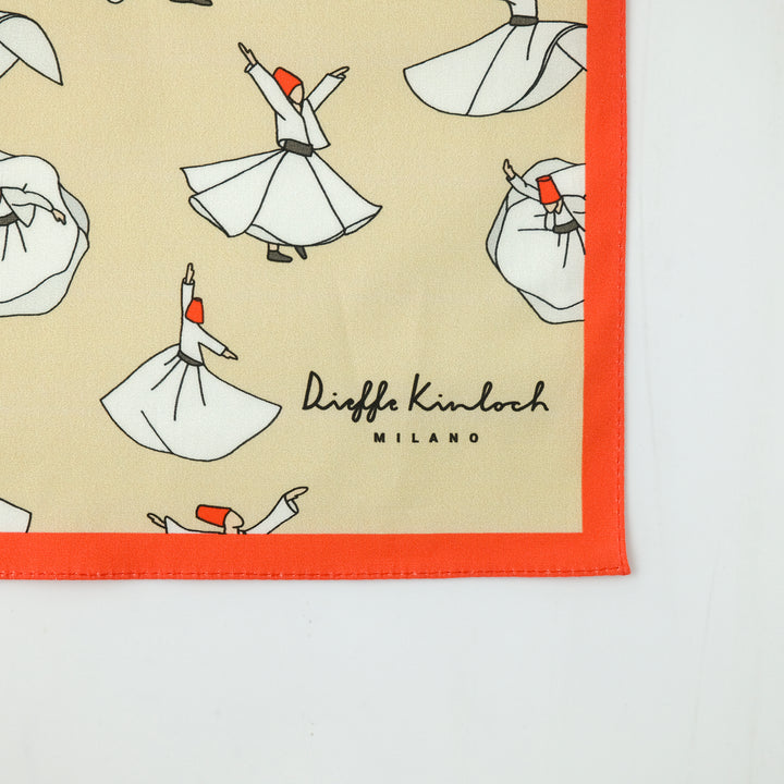 TURKEY "Dervish A.O." コットンハンカチーフ (クラシック) BEIGE×ORANGE