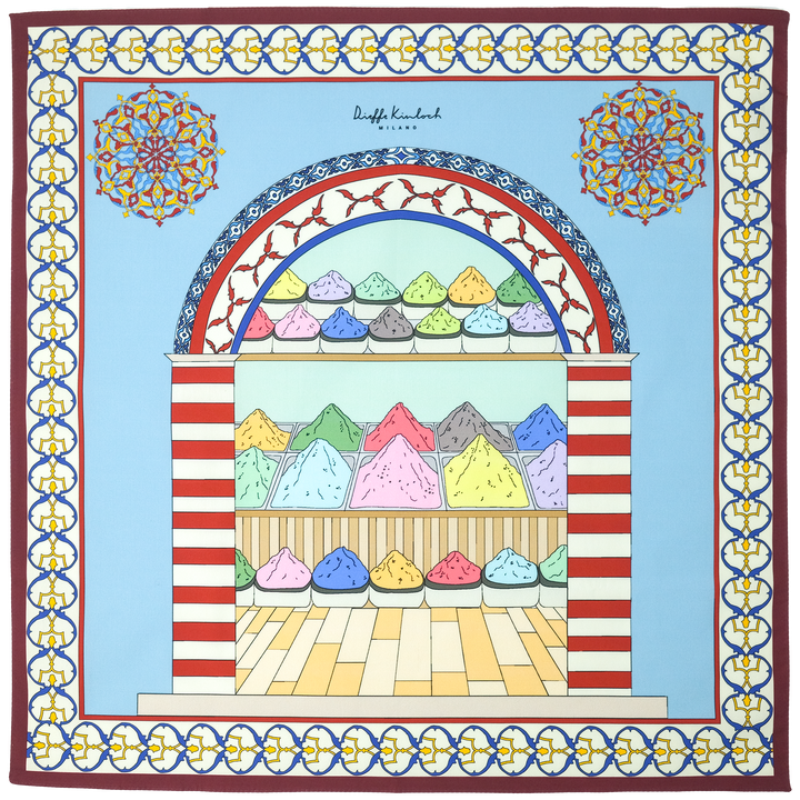 TURKEY "THE SPICE BAZAAR" コットン ハンカチーフ (クラシック) BORDEAUX