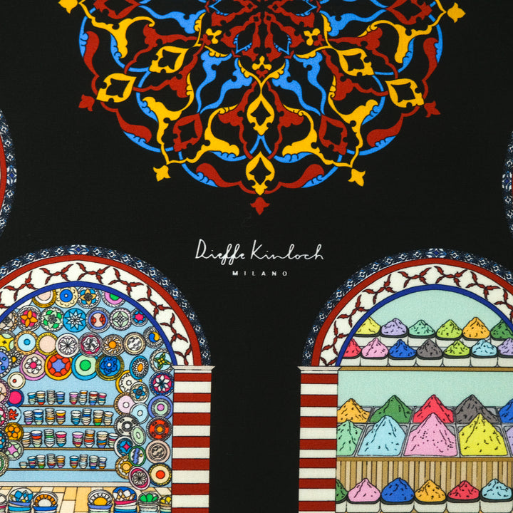 TURKEY "GRAND BAZAAR -FRAME" コットンハンカチーフ (クラシック) BLACK