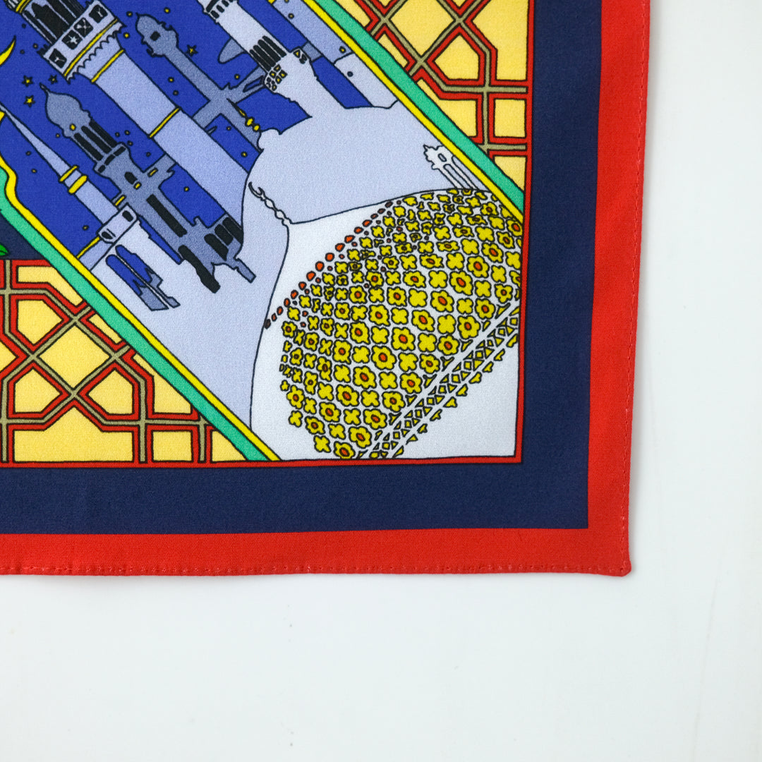 TURKEY "ISTAMBUL" コットンハンカチーフ (クラシック) NAVY×RED