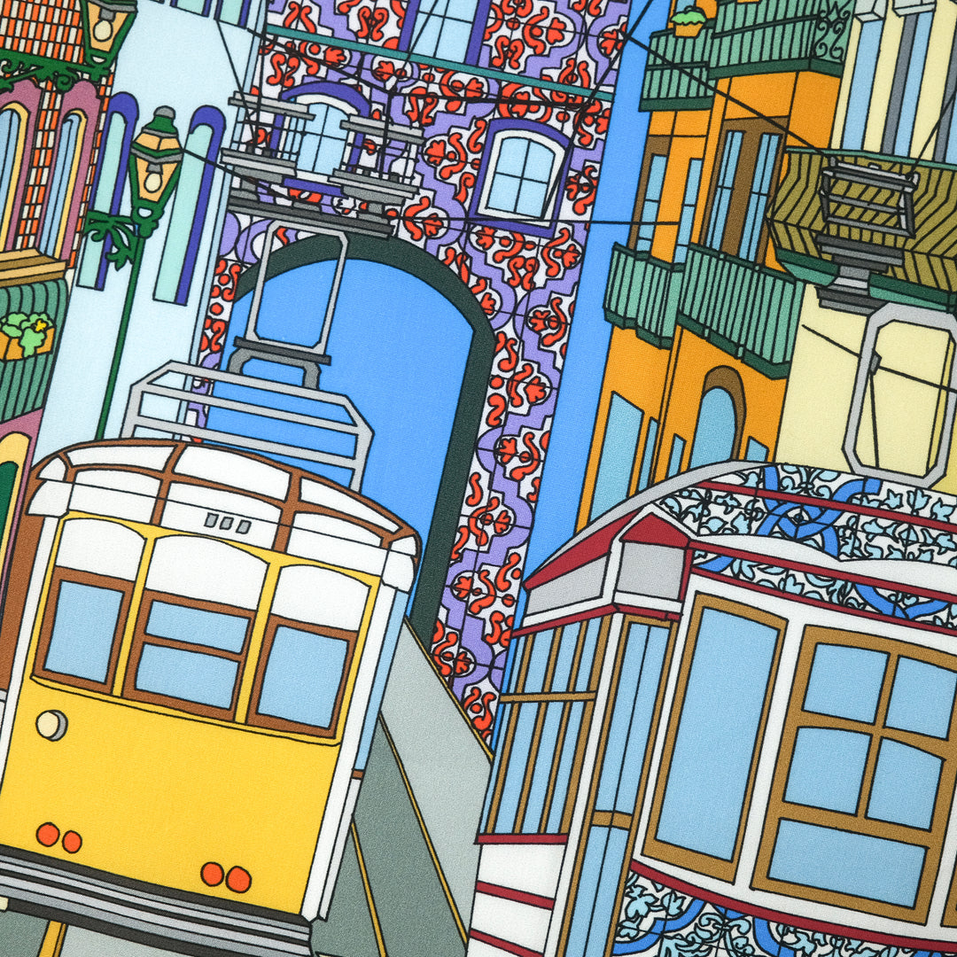 PORTUGAL "LISBONA STREET" コットン ハンカチーフ（クラシック）BLUE×BROWN