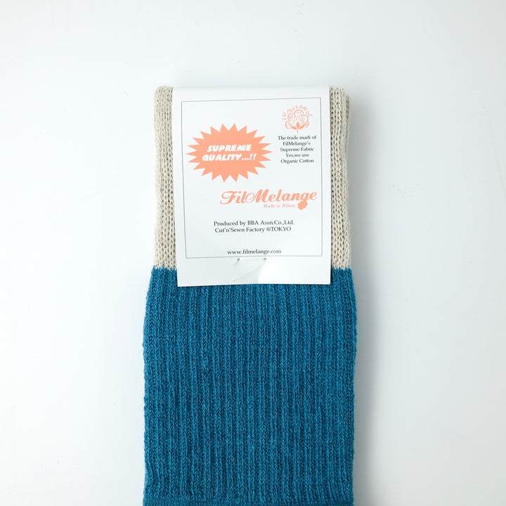 【WOMENS】RICHARD / リチャード COTTON WOOL SOCKS T.BLUE/ECRU/D.NAVY