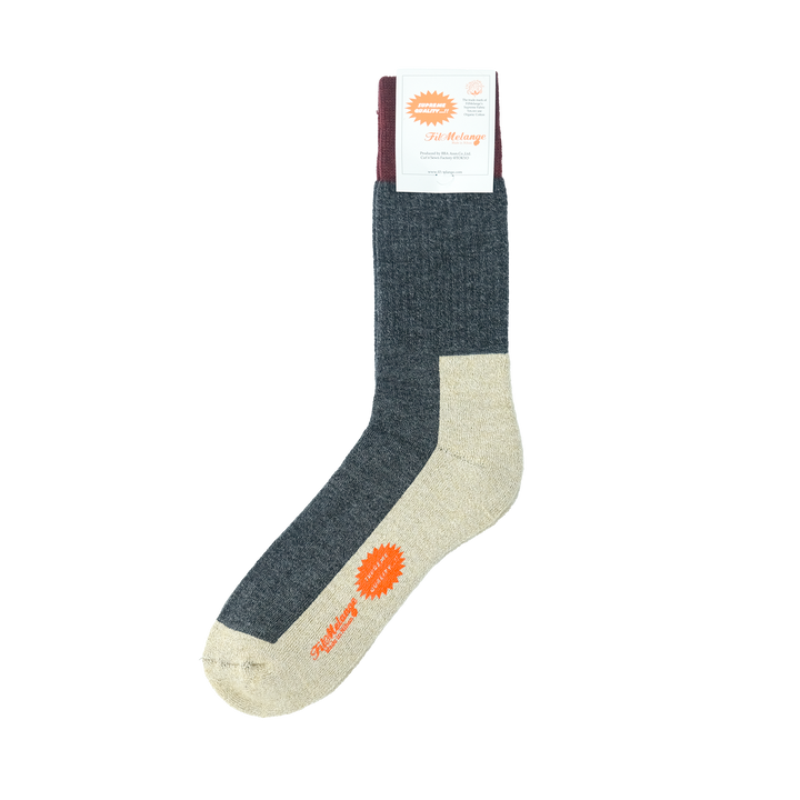【MENS】RICHARD / リチャード COTTON WOOL SOCKS CHARCOAL/PLUM/ECRU