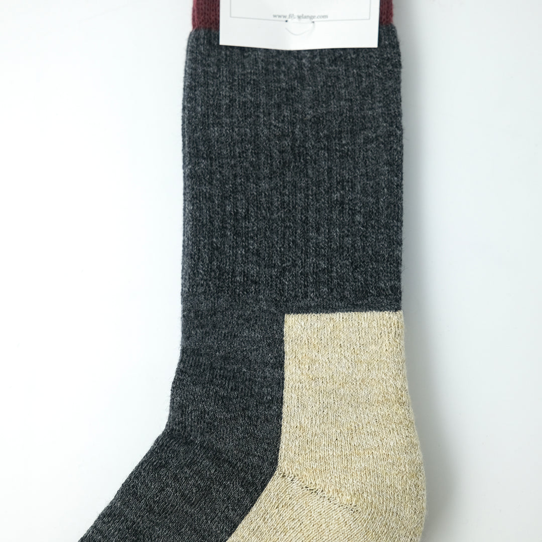 【MENS】RICHARD / リチャード COTTON WOOL SOCKS CHARCOAL/PLUM/ECRU