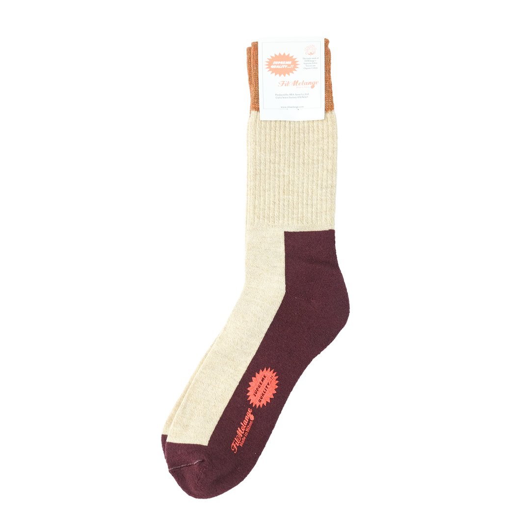 【MENS】RICHARD / リチャード COTTON WOOL SOCKS ECRU/ORANGE/PLUM